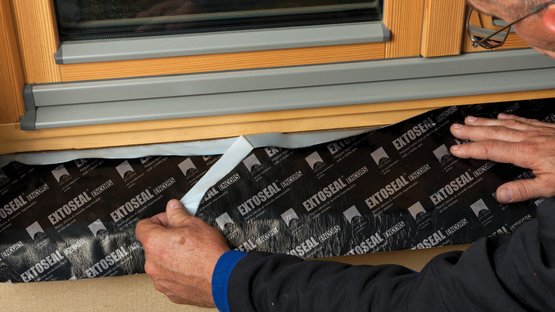 1. Apply tape at the window frame